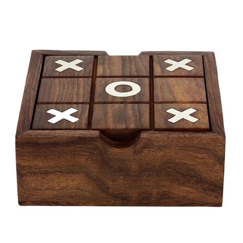 Buy Handmade 2 in 1 Wooden Toys and Game Set Tic Tac Toe Solitaire ...