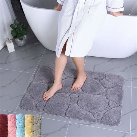 Shower Water Absorbent Bath Rug Durable Floor Mats grey お気に入り