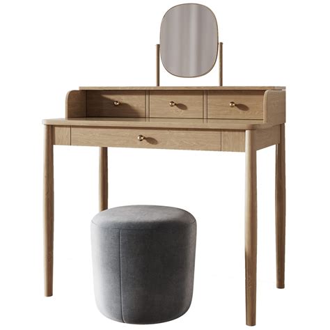 Lussan Dressing Table And Slalom Pouf 3D Model for Corona | CGMood