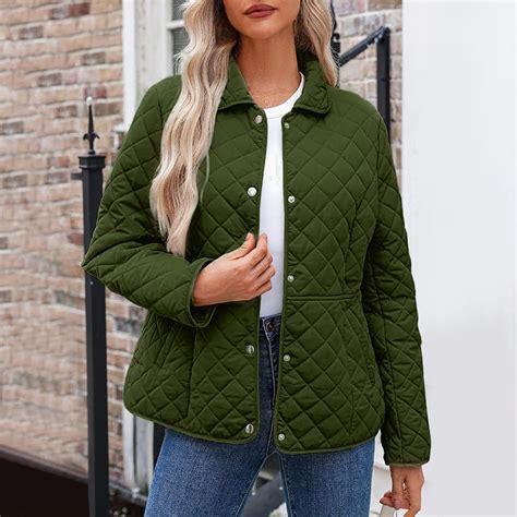 Maqroz Lightweight Quilted Jackets for Women Button Down Cardigan Barn ...