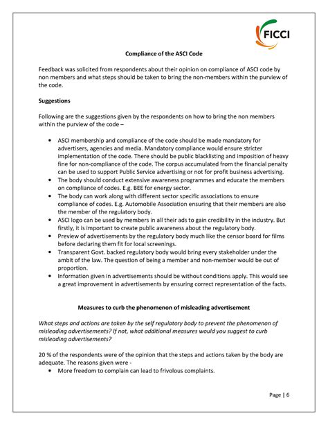 Gimgyhbd hijb olkgfy sath likh vhjnb - Page | 6 Compliance of the ASCI ...