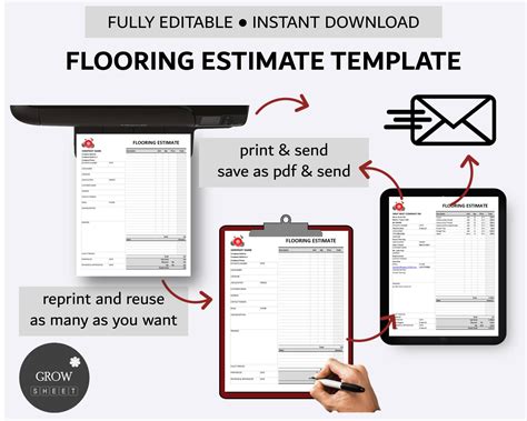 Flooring Estimate Template for Excel and Google Sheets | Printable ...