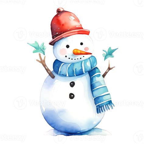 ai generiert Aquarell Weihnachten Schneemann. Clip Art. ai generiert. 35371338 PNG
