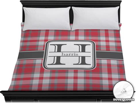 Custom Red & Gray Plaid Duvet Cover - King (Personalized) | YouCustomizeIt