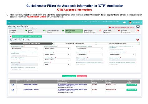 Guidelines for Filling Qualification Details in OTR Application - Studocu