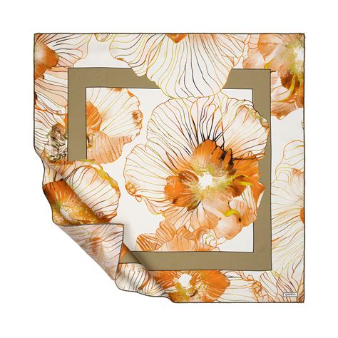 Cream Magnolia Garden Twill Silk Scarf | Ipekevi