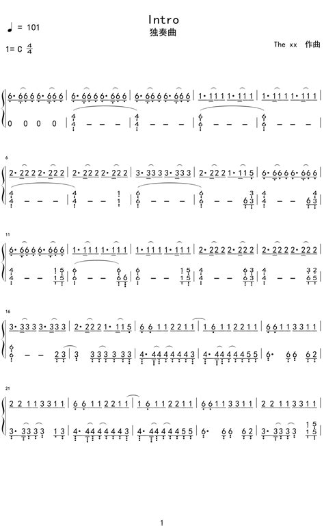 431【钢琴谱】The xx – Intro 钢琴谱独奏简谱-LInSheXW-邻舍小屋