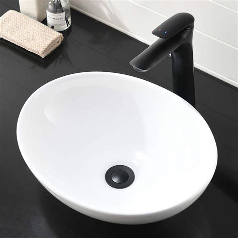 Buy Bathroom Vessel Sink Oval White 16"X13" Ceramic Bathroom Vessel ...