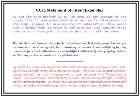 Image result for Statement of Intent Writing Example