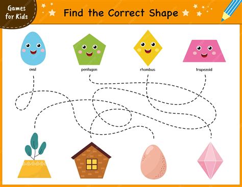 Find the correct shape mini game maze for kids learning shapes activity ...