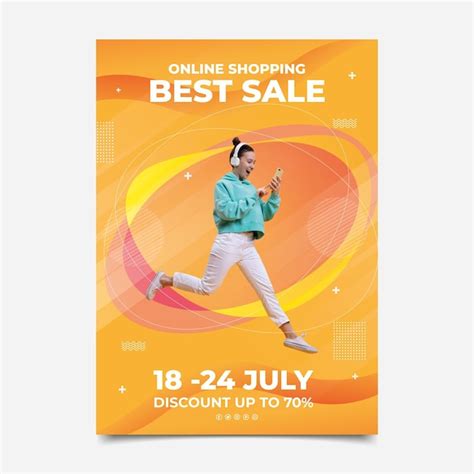 Gradient vertical sale poster template with photo | Free Vector