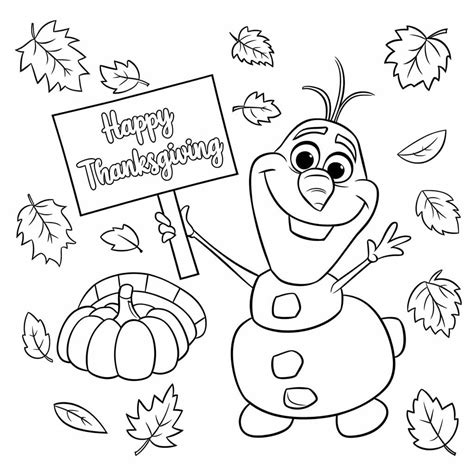 Disney Olaf on Thanksgiving coloring page - Download, Print or Color ...