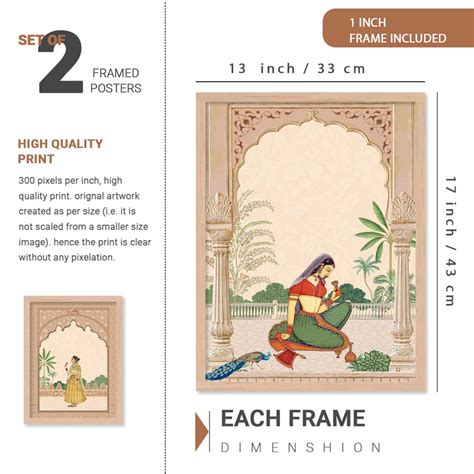 Traditional Indian Inspired Madhubani Art Prints with Frame for Living ...