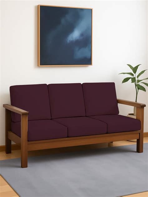 HOTKEI Wine (Pack of 6) 200 GSM Fabric Wooden Sofa Seat Cover Elastic ...