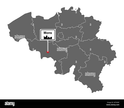 Map of Belgium with road sign Mons Stock Photo - Alamy