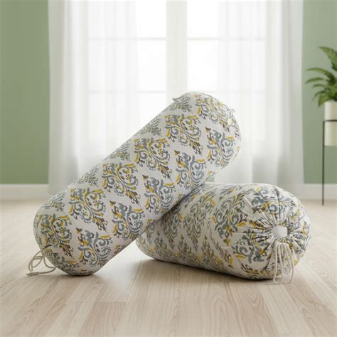HOMEMONDE Cotton Bolster Round Cushion Covers 16 X 32 Inches for Living ...