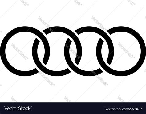 Interlocking circles rings contour Royalty Free Vector Image