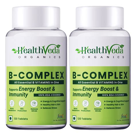 Health Veda Organics Vitamin B Complex Supplement 100 Rda B ...