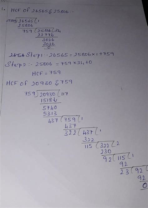Using Euclid's Division Lemma, Find HCF of (a) 36575, 2223 &1330 (b ...