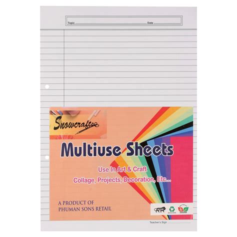 Buy SNOW CRAFTS A4 Size Both Side Ruled Sheet for Project/Assignment ...