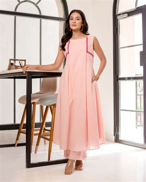 Shop Primrose Baby Pink Solid Cotton Coord Set for Women Online in ...