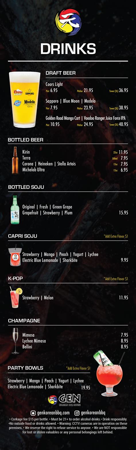 Gen Korean Bbq Menu