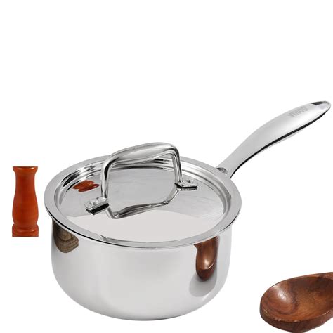 Buy Vinod Platinum Triply Stainless Steel Saucepan with Lid - 1.2 ...