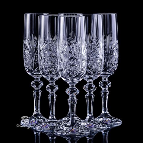 Set Of Six Massive Red Wine Lead Crystal Glasses Modern Design ...