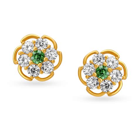 Radiant Gold Stud Floral Earrings for Kids