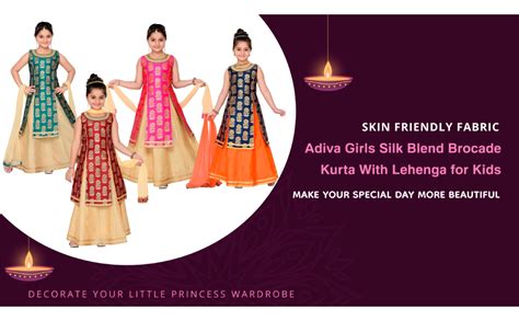 ADIVA Girls Lehenga Choli for Kids (G_1014_GREEN_28) : Amazon.in: Fashion