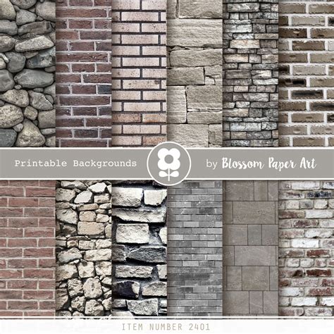 Brick & Stone Textures: Printable Digital Paper Pack (digital Download ...