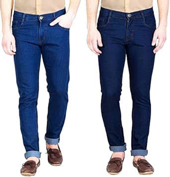 Buy FunTree Men's Set of 2 Stretchable Jeans Light Blue & Dark Blue at ...
