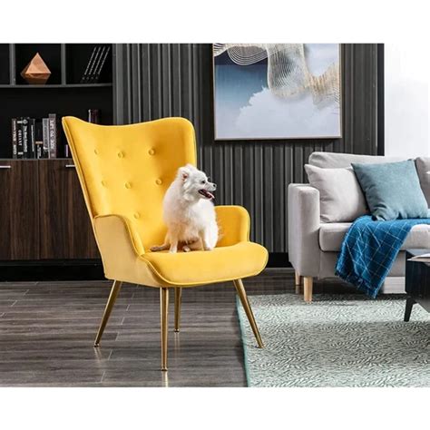 Modern Wide Tufted Velvet Wingback Chair