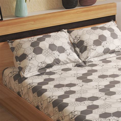 Buy Colour Refresh Cotton 144TC Printed 3Pcs Queen Bedsheet Set from ...