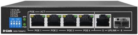 D-Link 4-Port Gigabit Unmanaged PoE Switch [DGS-F1006P-E], 4 Port 1000 ...