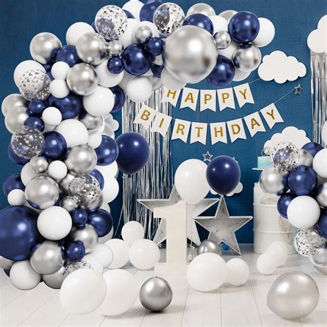 Rubfac Navy Blue Silver Balloon Garland Kit for Party Decor India | Ubuy