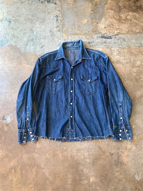 1960's "unknown" blue denim western shirt | PUSH ME HARDER
