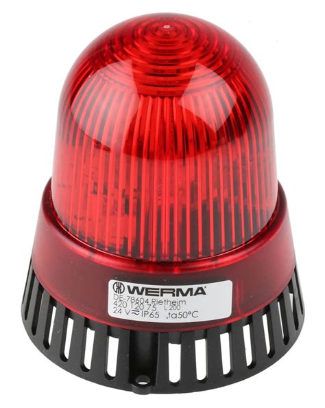 420.120.75 Werma | Werma 420 Series Red Sounder Beacon, 24 V ac/dc ...