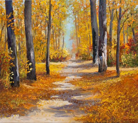 Buy Original Autumn Forest Oil Painting: Golden Fall Landscape Art ...