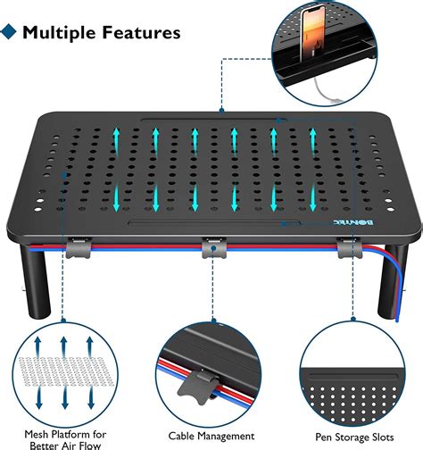 Buy BONTEC 2 Pack Monitor Stand Riser with Drawer, 3 Height Adjustable ...