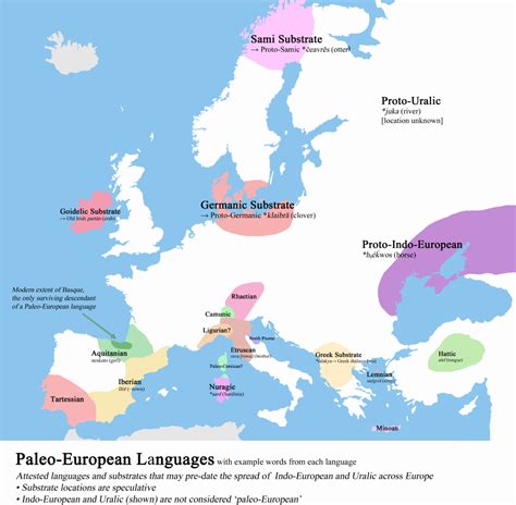 Map of known Paleo-European languages, including... - Maps on the Web