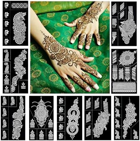 QSTOHENA - Reusable Henna Tattoo Stencils Set, Mehendi Stencils for ...