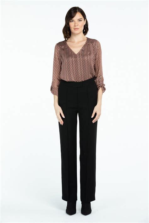 Black Line Pocket Wide Leg Trousers - Ekol | ElbiseBul