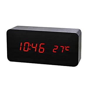 Buy CATKOO Electronic Clock Dual Screen Display Wooden Alarm Clock ...