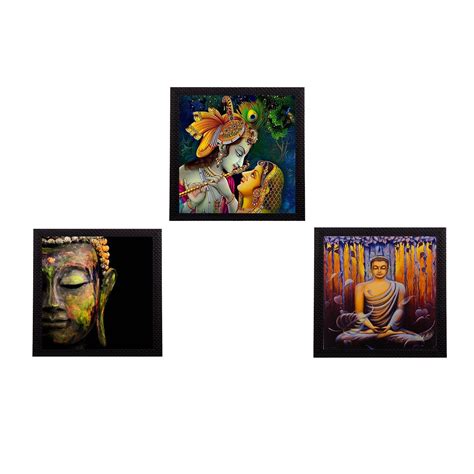 eCraftIndia 'Radha Krishna and Lord Buddha' Paper Painting (Synthetic ...