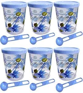 Buy Neelu Beautiful Flower Print Plastic Round Shape Storage Jar and ...