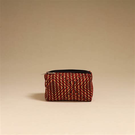 Red Handmade Cotton Toiletry Pouch