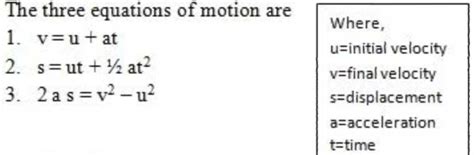 Equations of motion? | EduRev Class 9 Question