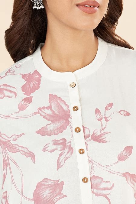Pink Printed Rayon Mandarin Collar Women Regular Fit Tunics - Selling ...