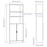 BILLY / HÖGBO bookcase with glass doors, white, 80x30x202 cm (311/2x113 ...